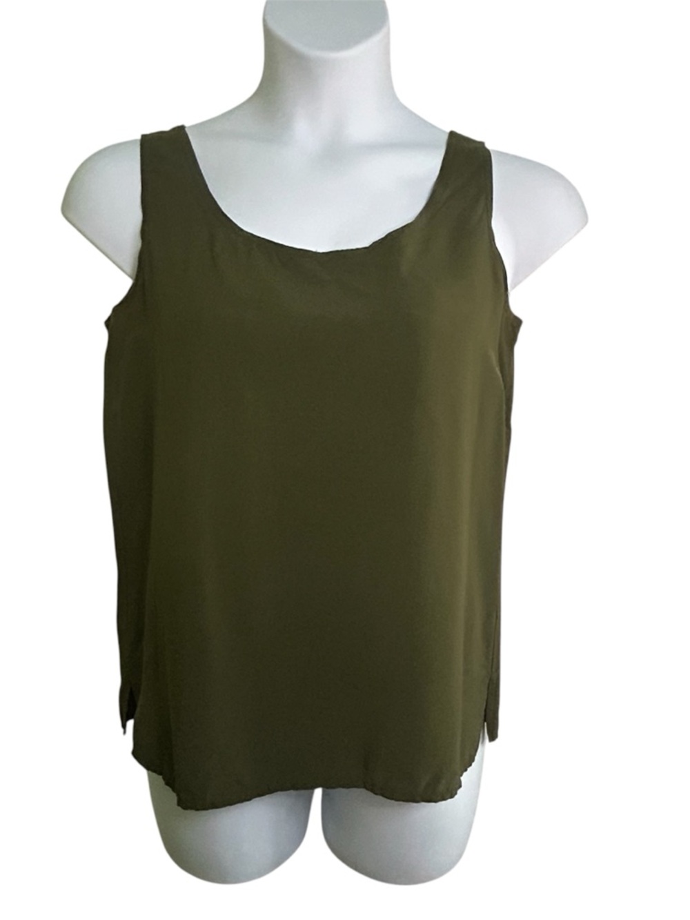 Gregge Petite Vintage Tank Top Sleeveless Blouse Camisole Olive Green Sz Medium